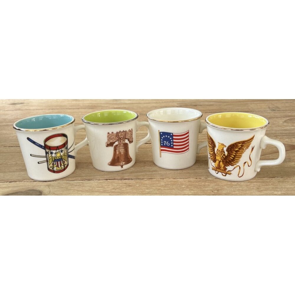 Vintage Set of 4 Coffee Mugs Patriotic Americana TAYLOR International USA Made